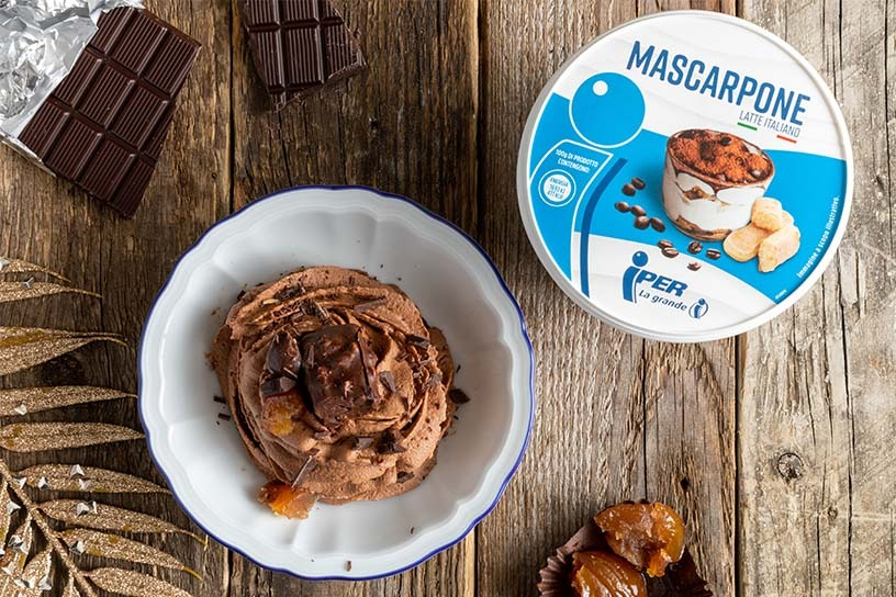 Crema al mascarpone e cioccolato senza uova completa